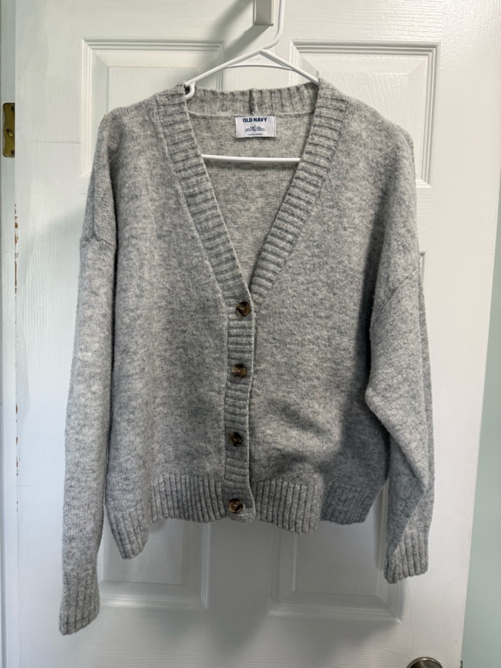 Old Navy Heather Gray Button-Up V-Neck Cardigan